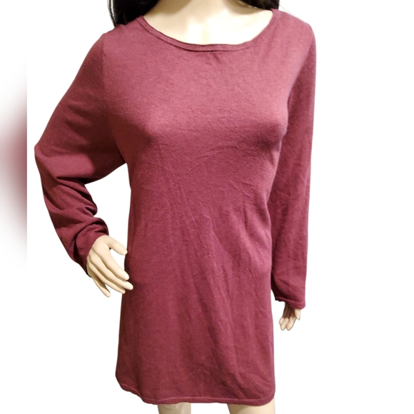 Eileen Fisher Merino-Wool Blend Tunic Knit Top Wine , Size XL. - Picture 3 of 13